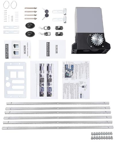 Elektrischer Schiebetorantrieb 750W Schiebetoröffner Toröffner mit 2 Fernbedienung für Tür Max 1200Kg (Mit 6 Zahnstangen)