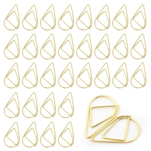 Büroklammern Motiv Gold Klein 200 Stück Kleine Wasser Tropfenform Büroklammern Wassertropfen Papierklammern Metall für Buch Büro