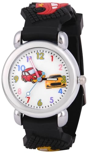 OFFCUP Kids Watch, 3D Cartoon Toddler Watches, Analog Quartz Watches for Girls Boys with Comfortable Silicone Band Best Toys Gifts for Girls Boys Age 3-12(Black Car)