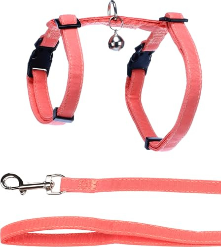 Flamingo Cat Harness with leash Lomi Salmon pink 22-36cm 27-46cm 110cm 10mm