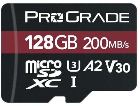 ProGrade Digital microSD Memory Card - V30 microSD Card for DSLR and Action Cameras - High Speed Transfer of Files & Large Storage - Up to 200MB/s Read Speed (128GB)