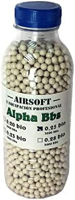 Botella de 3000 Bolas biodegradables Airsoft 6 mm 0,25 g Alpha BB Bio
