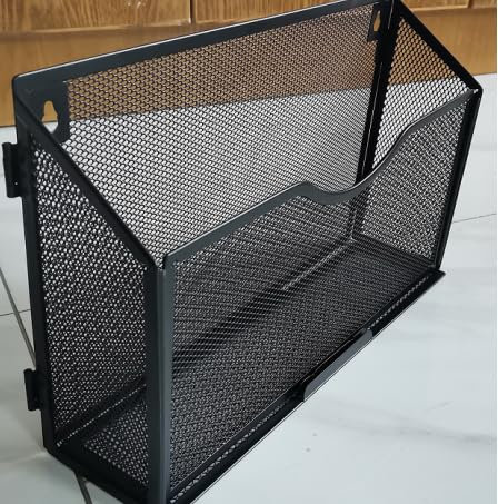 IOUGDSEC 1 Tier A4 Mesh in Tray Hanging Wall File Holder Magazine Document Holder Mail Organiser Magazine Storage Rack,Durable Metal Mesh Filing Storage, Black