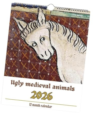Oshhni Calendario de Pared con Animales Medievales, Calendario 2026, Planificador Decorativo Mensual para El Hogar, La Tienda, La Organización Y La Plan