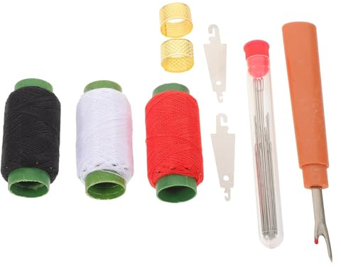 DOITOOL Kit de Couture à la Main 34 Pièces avec Aiguilles à Grand Chas Aiguilles en Acier 3 Bobines de Fil 2 Enfile-Aiguilles 2 Dés à Coudre Découseur Étui Compact pour Couture et
