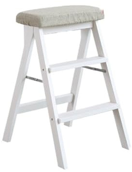 Taburete plegable de madera maciza, silla de escalera alta portátil para cocina, baño y oficina, diseño resistente y elegante (liso)