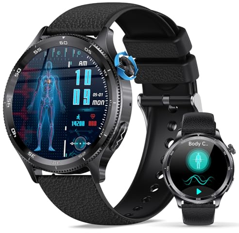 Smartwatch Herren Damen mit Herzrhythmus-Analyse&Lorenz-Plot,HRV-Visualisierung,70+ Sportmodi,Bluetooth Anrufe,1,43 AMOLED,Stressmanagement,Ermüdungsmonitor, Blutdruck-Trend,Fitness Uhr iOS Android