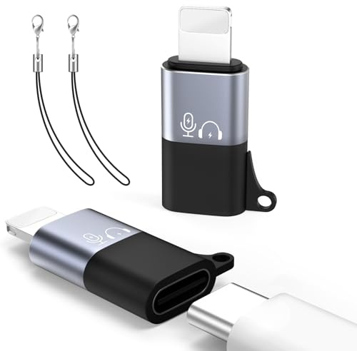 MoKo Adaptador para dji Mic Mini de USB C a Lighting, Adaptador Audio Lightning a Tipo C para iPhone 14/13/12/11/Receptor de Micrófono Inalámbrico, Soporta Carga - 2 Piezas