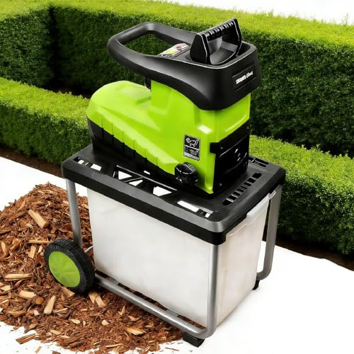 Sushangmao Biotrituratore Elettrico da Giardino, Biotrituratore Rapido, con Contenitore da 60 L E Protezione da Sovraccarico, per Rami da 45 Mm/1,77, Nuova Testa di Taglio A Dentatura