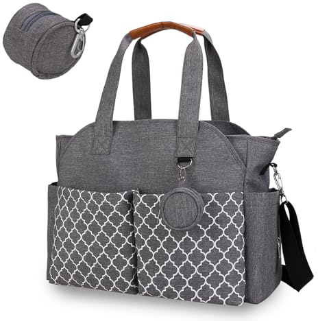 Sac à Langer pour Bébé, Rangements multiples, 13 poches, Sac de Maternité, Sac à Couches de Voyage avec Bandoulière, Grande Capacité pour Maman et Papa pour tous les accessoires de bébé (Gris)
