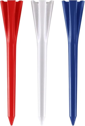 IZZO Golf Plastic Golf Tees, 1.5 Inch, Red/White/Blue, 100 Pack