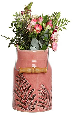 Ceramic Milk Churn Flower Vase Pitcher Jug Flower Pot Planter Pink Stoneware Vase Wedding Anniversary Christmas Decor Gift