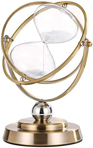 Clessidra 60 minuti Clessidra Clessidra: orologio antico sabbia 60 minuti, orologio vintage in ottone sabbia 60 minuti, 1 ora di vetro per decorazione, grande clessidra rotante in metallo