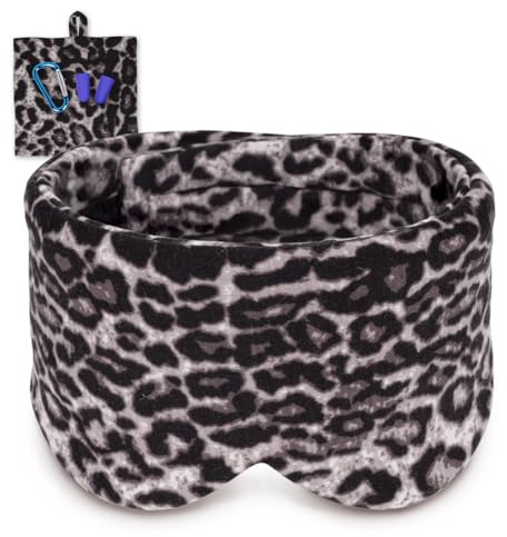 Máscara Sueño 100% Algodón Modal - Antifaz Grande Ajustable con Cierre de Ajuste, Ultra Suave para Viajes/Dormir (Unisex) - Leopardo Grafito