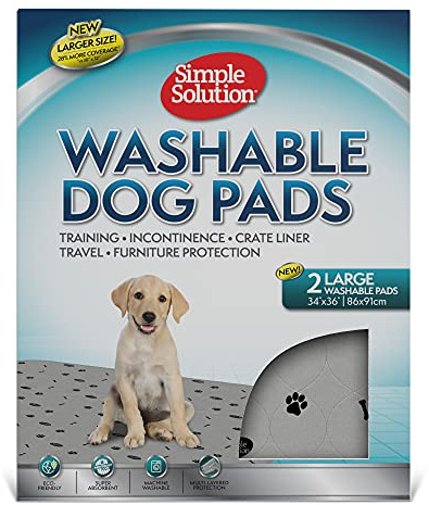 Simple Solution Lavable Dressage et Travel Dog Pads, réutilisable, Absorbant et contrôlant Les odeurs Moyenne 86cm x 91cm - Paquet de 2