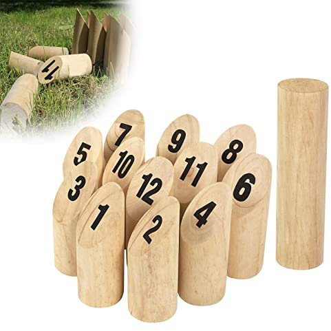 XMTECH Kubb Wikingerspiel,kandinavisches Wurfspiel, Outdoor-Spiel aus Holz,Erwachsene u. Kinder, Natur, 5,5 x 5,5 x 22 cm,Gartenspiel - Must-Have für den Sommer - Schnelle Runden