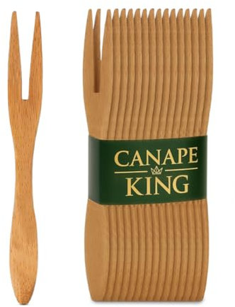 CANAPE KING Disposable Wooden Forks - Eco Friendly Biodegradable Mini Bamboo Cutlery Snacks Fruit Salad Forks (9cm) - for Picnic Party Weddings Catering (25)