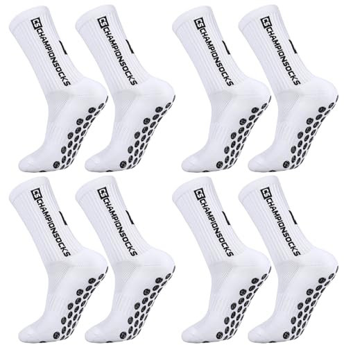 Apricitie 4 Paare Fußball Socken Männer, Fußballsocken Sportsocken Fussball Socken Anti Rutsch Grip Fußball Socken für Herren