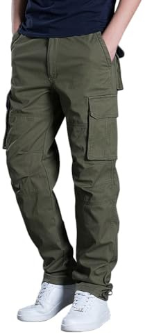 LBL Men's Cargo Work Trousers Casual Combat Trouser Multi Pockets Outdoor Pants BS012 Green M