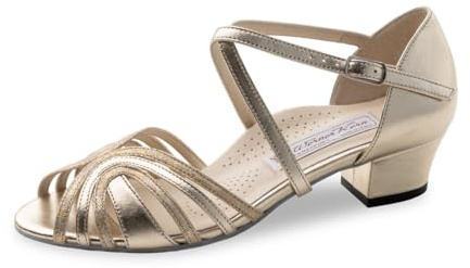 Werner Kern Chaussures de danse Kim pour femme - En cuir platine/beige - Largeur normale - Talon bloc de 3,5 cm - Fabriquées en Italie, Beige platine, 36 2/3 EU