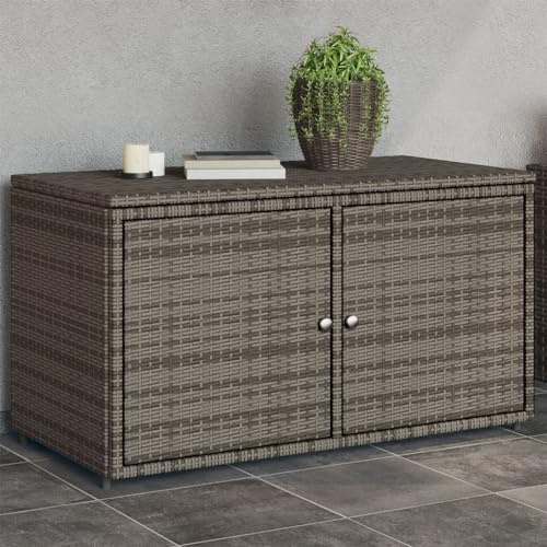 ShGaxin Armario de almacenaje de jardín ratán PE Gris 110x55x60,5 cm, Armario Exterior Escobero, Mueble Exterior Almacenaje, Armario Exterior Jardin, Muebles Jardin Exterior - 365569