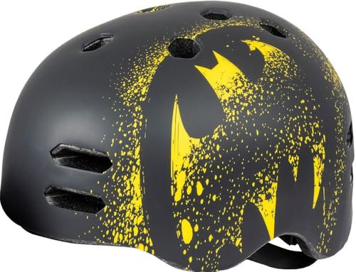Tataway Straßenhelm für Kinder, Superheld Batman, Fahrrad, 55-58 cm (Größe M), Schutz, Schwarz und Gelb