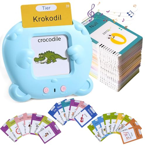 TAIHOBO Sprechende Lernkarten Deutsch und Englisch mit 255 Blätter 510 Wörter, Sprechende Flash Cards Autismus Spielzeug ab 2 3 4 5 6 Jahre, für Jungen Mädchen, Geschenk zu Weihnachten