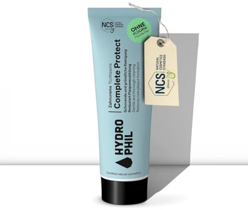 HYDROPHIL Complete Protect Zahncreme – Fluoridfrei - Zertifizierte Naturkosmetik - Vegan, Schutz vor Zahnschmerzen, Naturkosmetik, Zahnpflege für empfindliche Zähne (75 ml (1er Pack), Ohne Fluorid)