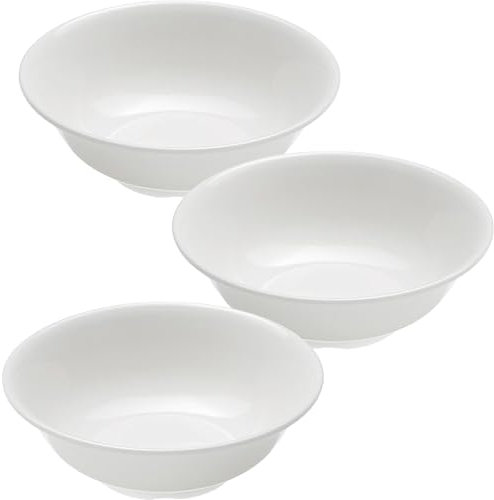 Sicignano | Set 3 Piatti Fondi in Melamina Resistenti Bianco Ø20x6,5 cm | Per Zuppe, Finger Food, Dessert, Aperitivi, Antipasti, Stoviglie Moderne | Lavabile in Lavastoviglie)