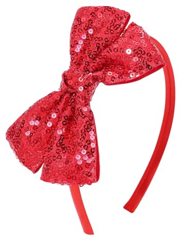 NCMAMA Sequin Red Bow Headband for Girls Cute Glitter Hair Bands