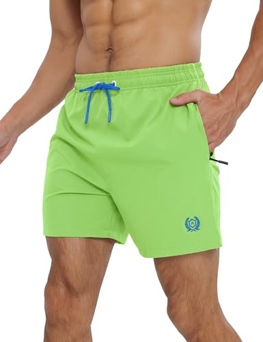 APTRO Mens Swim Shorts Quick-Dry Mesh Lining Summer Beach Shorts 4-Way Stretch Swim Trunks with Zipper Pockets