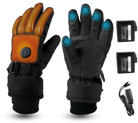 Wiederaufladbare Beheizte Handschuhe, 7,4 V 5000 mAh Schnelle Erwärmung Handwärmerhandschuhe für Männer Frauen, 3 Stufen Wärme & Hält 6 Stunden, Wasserdicht Rutschfest für Winter Skifahren Wandern
