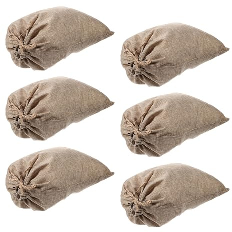 CHICAMPERA 6 Sacchetti Riutilizzabili in Lino Burlap Coulisse per Verdura Frutta 20x30 Cm Borsa Ecologica per Conservazione Quotidiana Semi e Alimenti