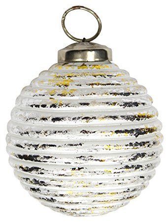 DECOLINE Glas Weihnachtskugeln 4 Stück Strudel Ø 8cm Silber/Gold