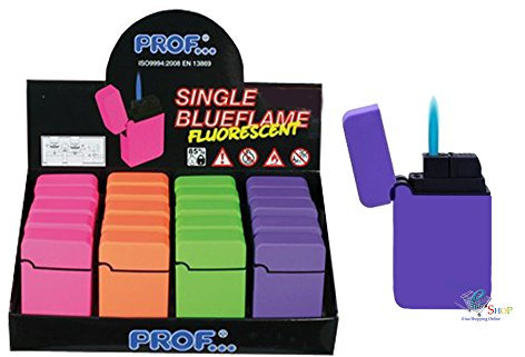 Prof... Accendino Antivento A Fiamma Singola Ricaricabile A Gas ACCENDINI Colorati (Verde)