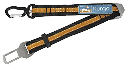 Kurgo Gurtschloss-Hundegurt fürs Auto, Kompatibel mit Tru-Fit Hundegeschirr, Von 38 cm auf 56 cm verlängerbar, Orange