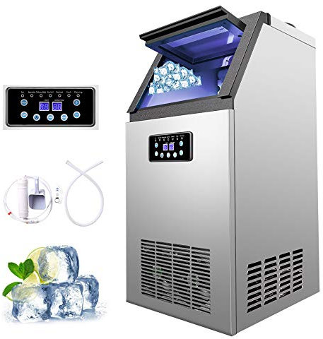 Z ZELUS Macchinetta Cubetti Ghiaccio Commerciale Fabbricatore Ghiaccio con Schermo LCD Macchina Ghiaccio per Casa, Ufficio, Ristorante, Bar, Caffetteria (59kg/ 24h)