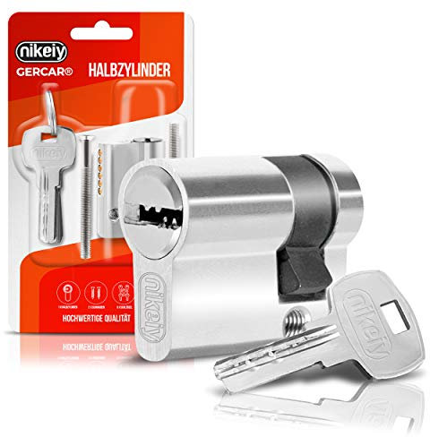 GERCAR Demi-cylindre profilé 10/30 Cylindre de serrure de porte - Avec 5 clés - Individuel - Longueur : 40 mm - A : 10 B : 30 - Lot de 1