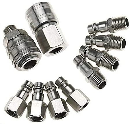 Noosverl 10 pcs Air Line Couplings Euro Airline Hose Compressor Fitting 1/4 BSP Compressed Air line Connectors and Plug Kit Couplings Connector Male Female