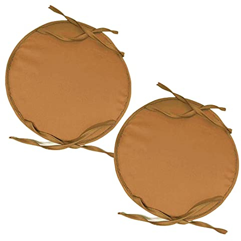 Eme-rald 2 Pack Indoor/Outdoor Chair Pads Round Seat Cushions with Ties Garden Patio Home Cushions Soft Round Chair Pillow atio Furniture Garden Dining Picnic Chair Cushion (Yellow)