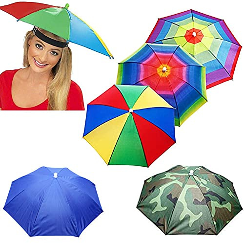 5 Pack Umbrella Hat, Waterproof Sports Head Umbrella Hats for Adult Women