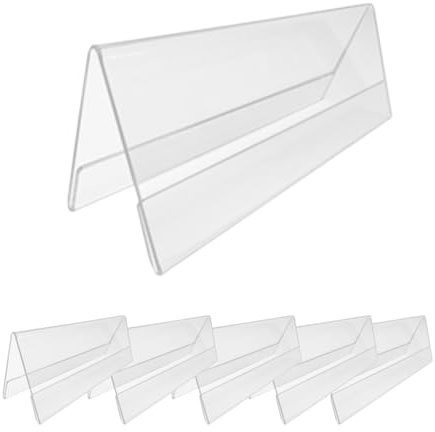 Danieli | Cavalieri da Tavolo in Acrilico Trasparente leggibili da entrambi i lati. Espositore da banco portanome e Portaprezzi da vetrina. (20x8x8 (6 pezzi))