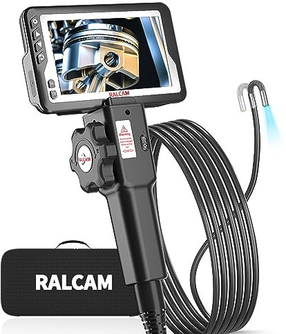 Ralcam Endoskopkamera mit Licht Endoskop - 720P HD Inspektionskamera 4,5'' IPS LCD Bildschirm Industrial Endoscope mit 5,5 mm Teleskopkamera, 6 Adjustable Kamera Licht, 6000mAh Akku, Werkzeugkasten