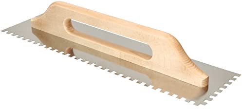 KOTARBAU® Llana Dentada de Acero Inoxidable, 8 x 8 mm / 480 mm, Paleta de alisado con Mango de Madera, Llana Peine de Diente para colocación de baldosas, Espátula Dentada, Alisadora para azulejo