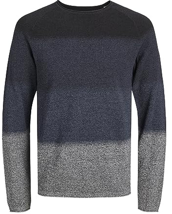 Jack & Jones Jjehill Knit Crew Neck Noos, Suéter Hombre, Navy Blazer Detail Gradient, M