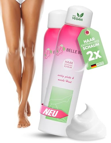 Belle Body Premium Enthaarungsschaum 300ml 2 Dosen - Effektive Haarentfernung ohne Rasur für Frauen und Männer - Haarentfernungsschaum - Keine Hautirritationen - Ideal für Haarentfernung