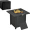 Outsunny Rattan-style Propane Gas Fire Pit Table with 40,000 BTU Burner, Square Smokeless Firepit Patio Heater with Thermocouple, Lava Rocks, Waterproof Cover, Spark Guard and Lid, Black