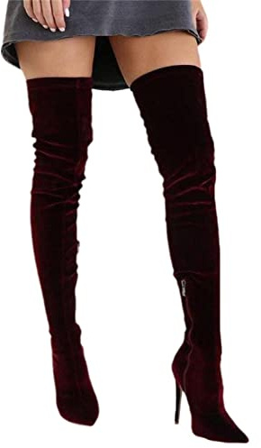 tinbarry Bottes Femmes Overknees Bottes Bottes d'hiver avec Fermeture éclair Cuissardes Chaussures à Talons Aiguilles Bottes Longues d'hiver Talons Aiguilles Bottes Longues