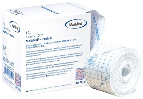 Stretch-Fixiervlies elastisch in Spenderbox, Fixierpflaster/Rollenpflaster weiß sensitiv mit starker Klebekraft, 5cm x 10m+E-Book (über Gesundheit)