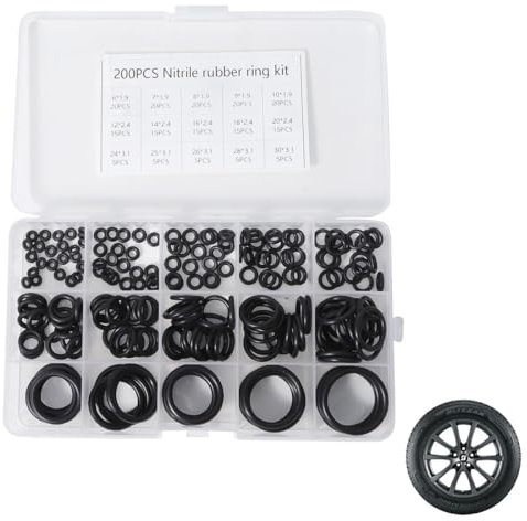 200 PCS Rubber O-Rings Gasket Kit, Sealing Gasket Washers for Plumbing, 15 Sizes, Assorted Black Round Nitrile Washers O Rings for Kitchen Tap Mixer Taps